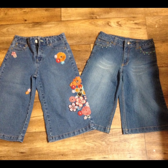 Girls 10 short/Capri Blue Jeans - Picture 1 of 4