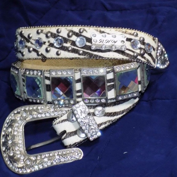 Beautiful BHW western zebra bling belt - Picture 1 of 3