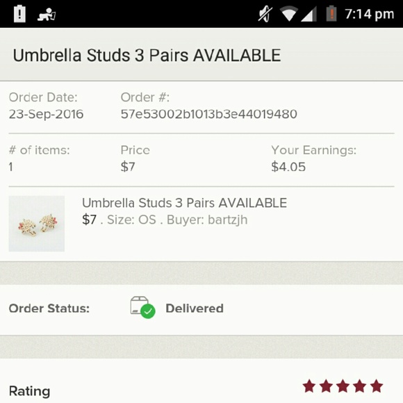 Umbrella Studs LAST ONE 5 🌟 Rating - Picture 3 of 3