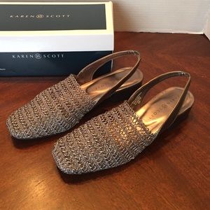 Dressy Karen Scott Pewter Slingback Sandals 8.5M