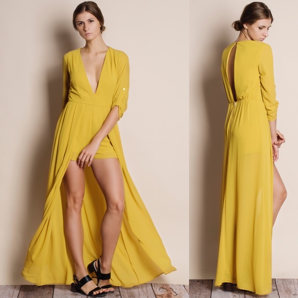 NBF ❤️ Solid Chiffon Maxi Romper Dress - Picture 3 of 4