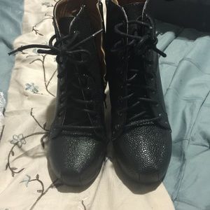 Black booties with laces