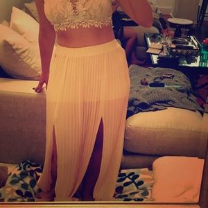 Peach Kendall and Kylie double slit maxi skirt