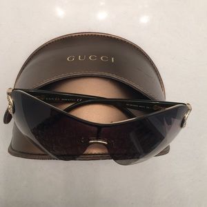 Gucci brown gold sunglasses rimless