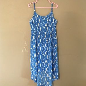LOFT High Low Blue and White patterned Dress