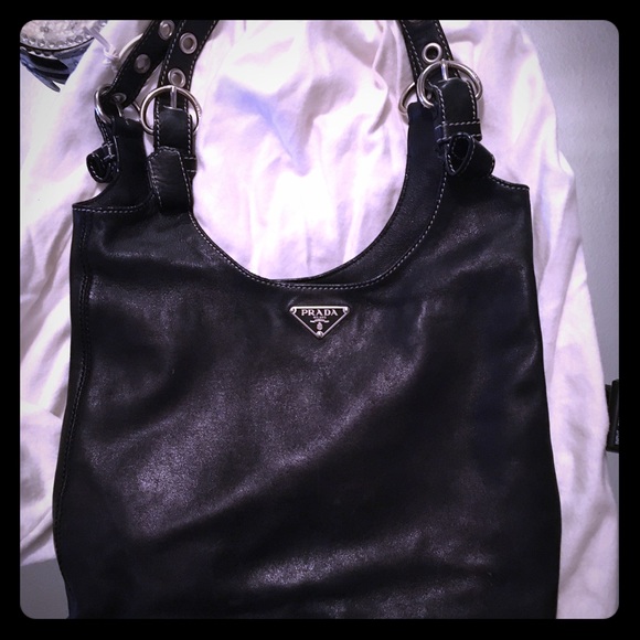 Authentic Rare Vintage Black Leather Prada Bag