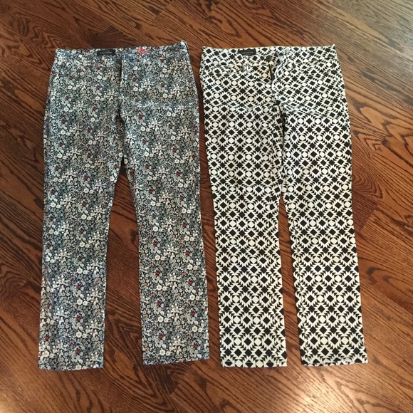 2 pairs of fun JCrew toothpick ankle.  Size 29.