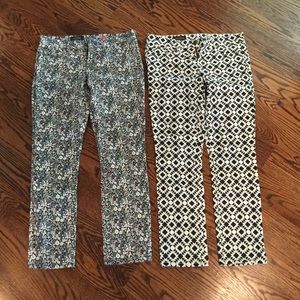 2 pairs of fun JCrew toothpick ankle.  Size 29.