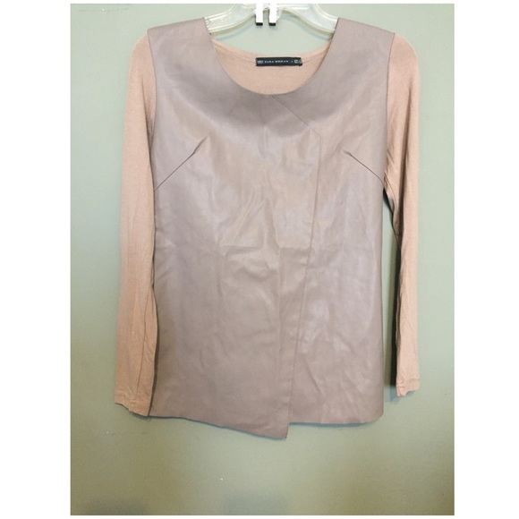 Zara front faux leather sweater