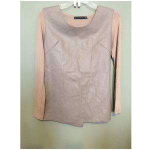Zara front faux leather sweater