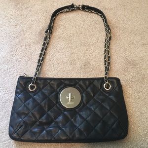 DKNY genuine leather purse with gold chain strap