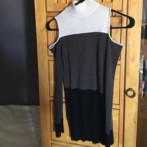 White/grey/black off the shoulder sweater top