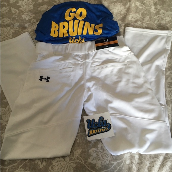 NWT UA white baseball heatgear pants.  Size:L