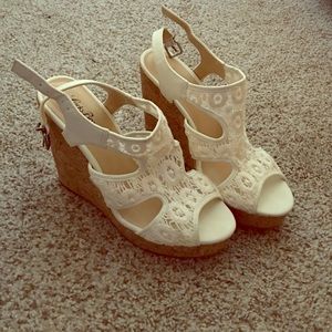 White lace wedges