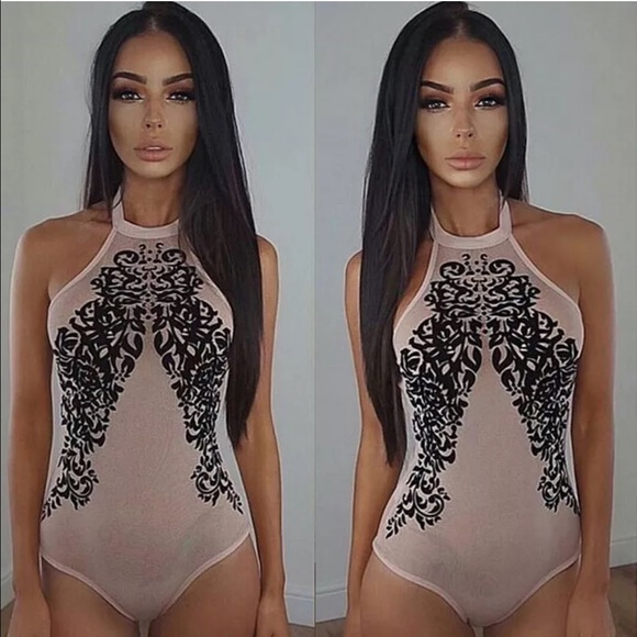 Other - HP🎉 Baby pink high neck halter body suit monokini