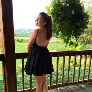 Backless Black Skater Dress