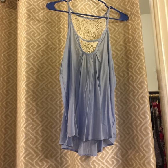 Blue tank top with lace back