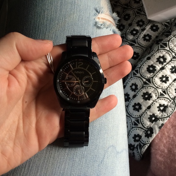 Men's all black fossil watch