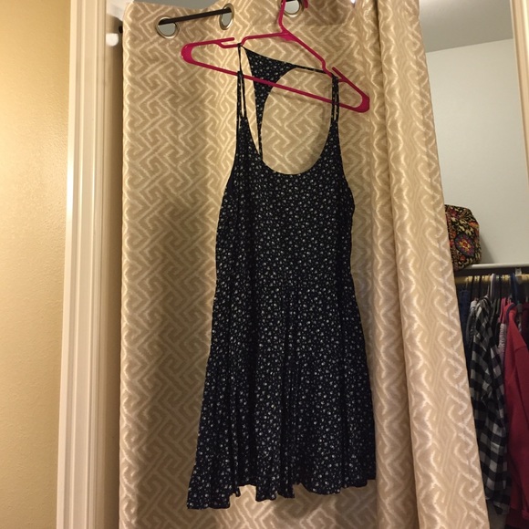 Navy sundress with white floral print