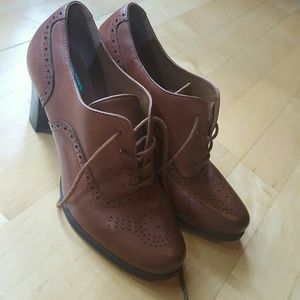 Franco Sarto brown heeled booties