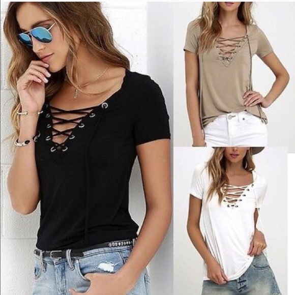 Black Lace up top! New!