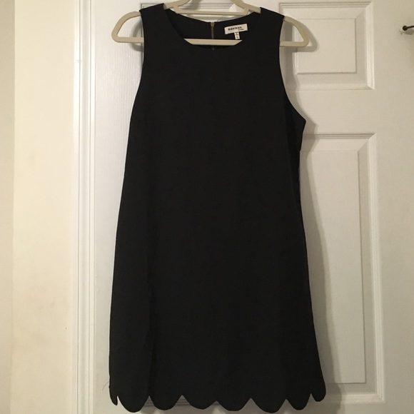 Monteau Scalloped Black Dress Size L