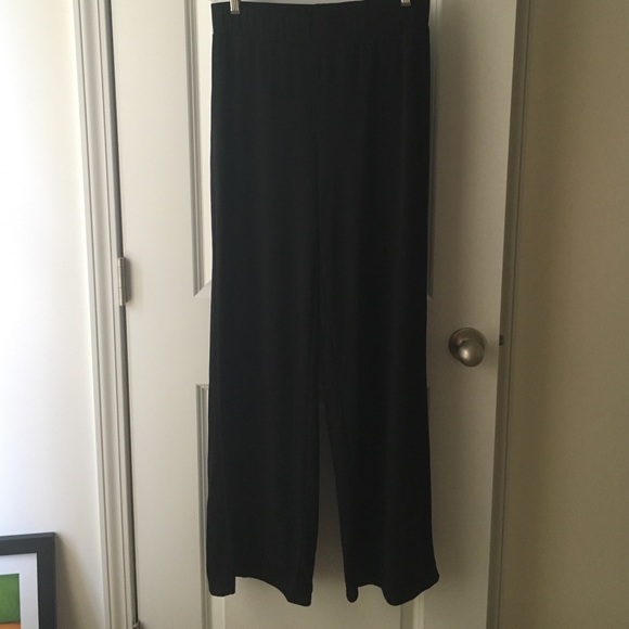 Long black palazzo pants thick but light poly-span