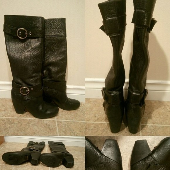Lucky Brand black boots. Size 8. Buckles.
