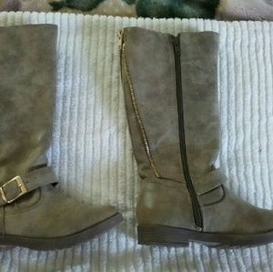 Kids boots knee high taupe
