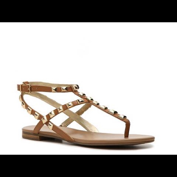 BLUE leather studded sandals