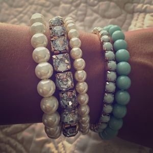 Stackable, stretchy bracelets