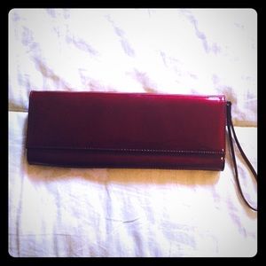 Luxe red patent leather clutch