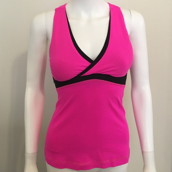 Pink and black Lululemon tank top