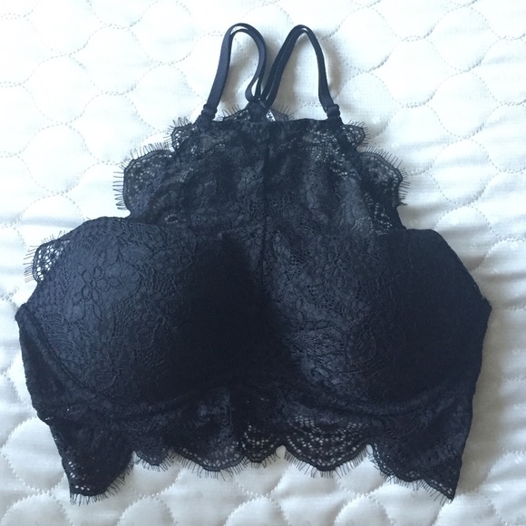 ✖️SOLD✖️ VS PINK Black High-neck Lace Bralette - Picture 3 of 4
