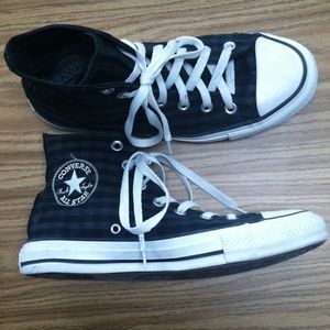 Green & Black Checkered Converse Hightops sz 8