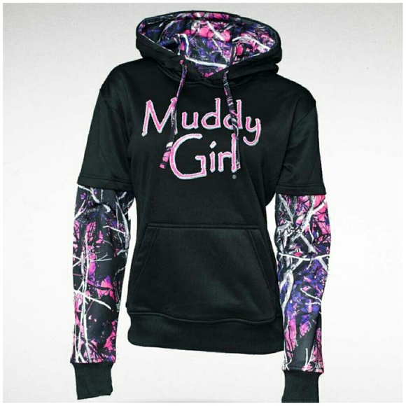 Camo Tops - ON HOLD*DO NOT BUY*MUDDY GIRL CAMO BLACK HOODIE