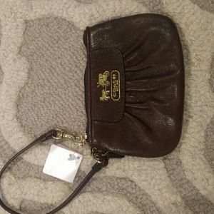 Coach brown leather wristlet