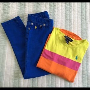 Kids- Ralph Lauren blue jeans and tricolor shirt