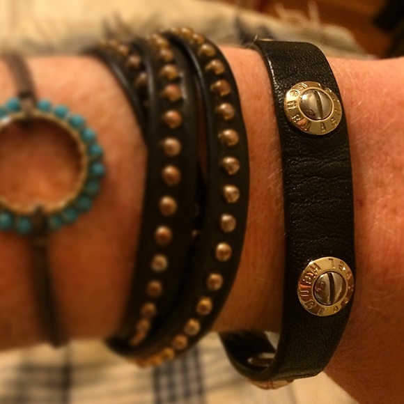 HENRI BENDAL LEATHER AND GOLD BRACELET