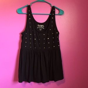 Black sleeveless peplum top