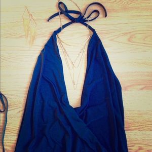 Black Plunging neckline Sexy blouse