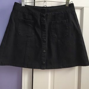 Black denim skirt