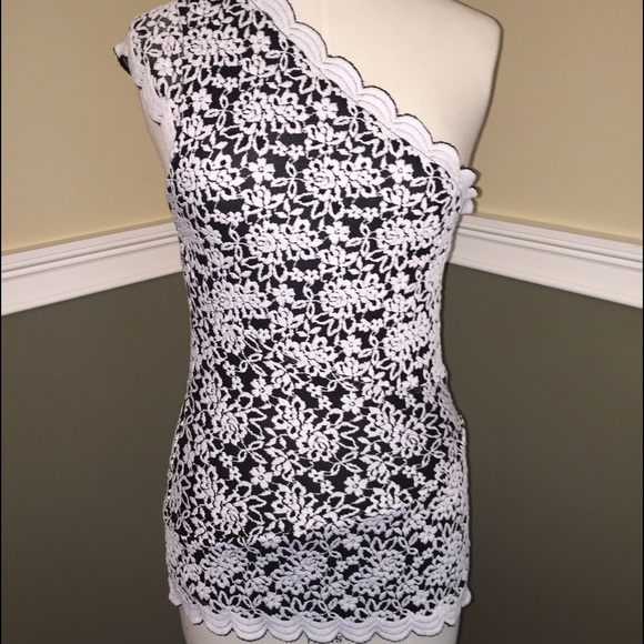 Bebe lace top size S one shoulder