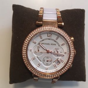 Michael Kors Parker Rose Gold-Tone and White Watch