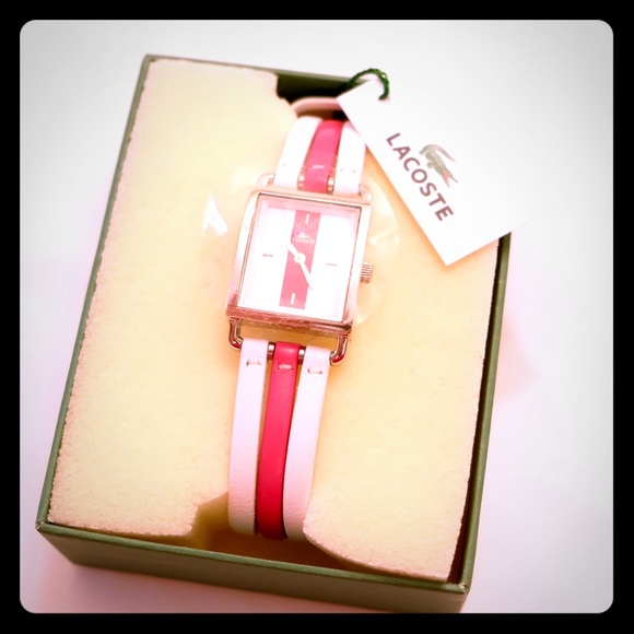 Lacoste Pink & White Leather Watch