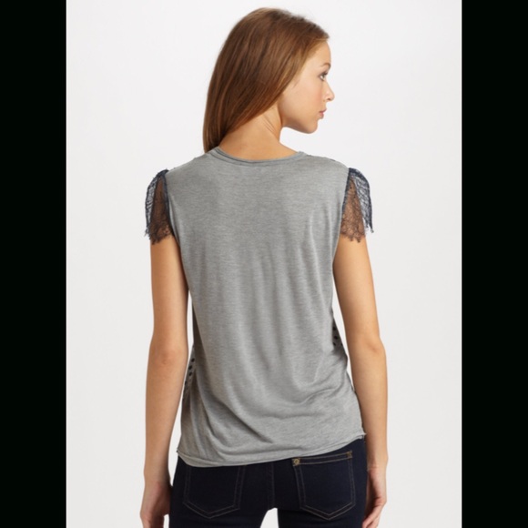 RED Valentino Polka Dot Jersey and Lace Tee - Picture 2 of 4