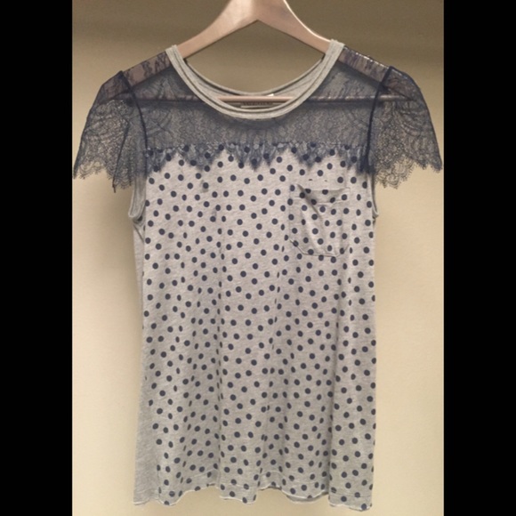 RED Valentino Polka Dot Jersey and Lace Tee - Picture 3 of 4