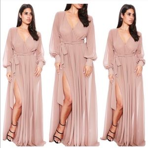 Nude semi sheer maxi dress