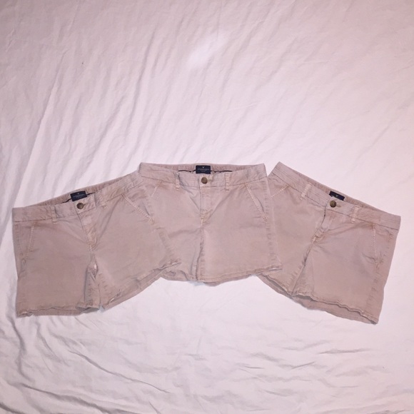 3 pair of American eagle khaki shorts