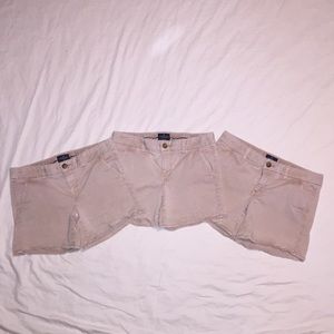 3 pair of American eagle khaki shorts